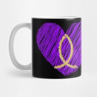 PURPLE HEART WITH GOLD CHRISTIAN FISH SYMBOL Mug